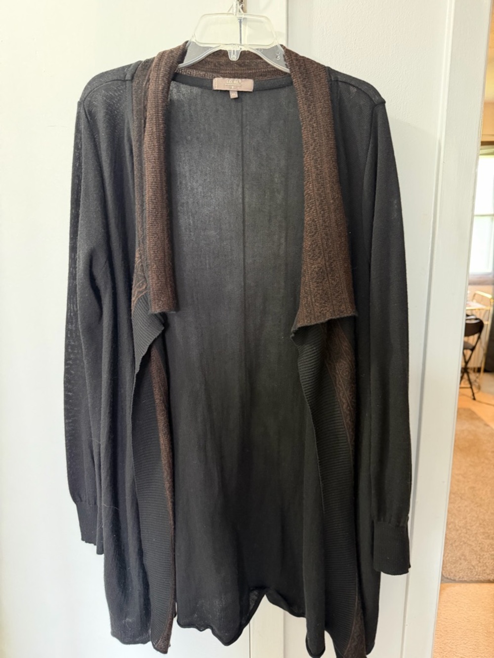 Black and Brown Open-Front Women's Cardigan Sweater